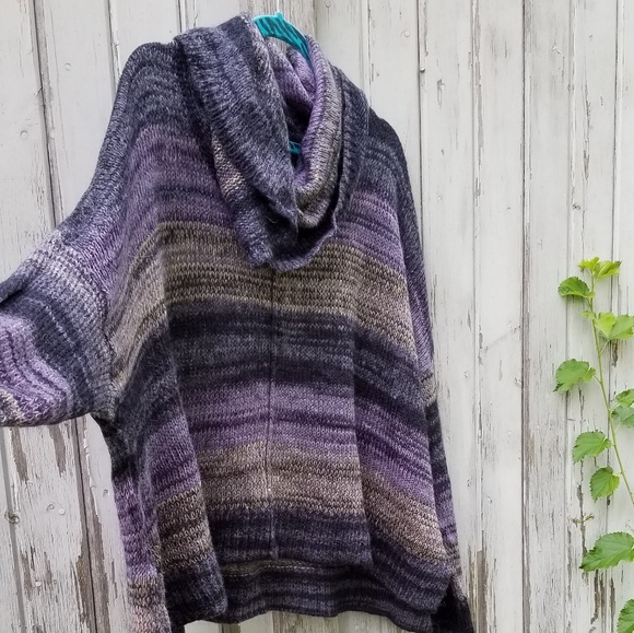 Cowl Alpaca Boxy Stripe Sweater Sun & Shadow - Picture 2 of 4